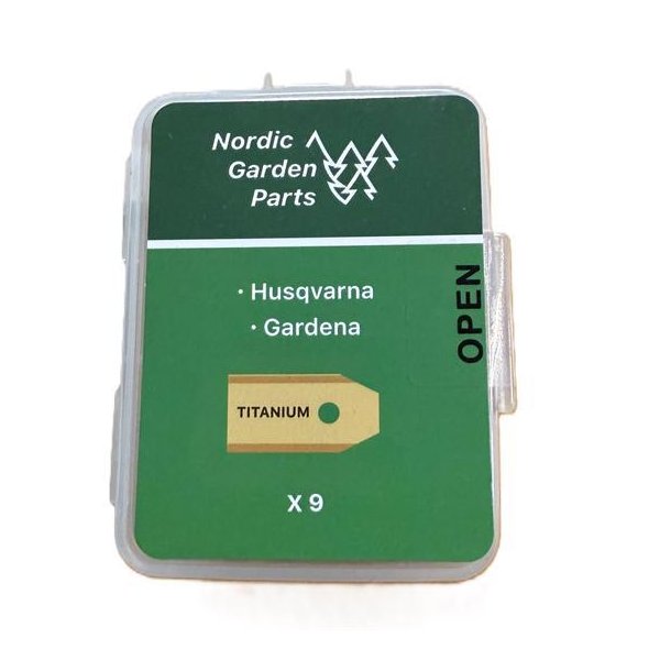 Husqvarna/gardena samt mange andre 9 stk titaniumbelagt rustfri knive 0,75mm uoriginale